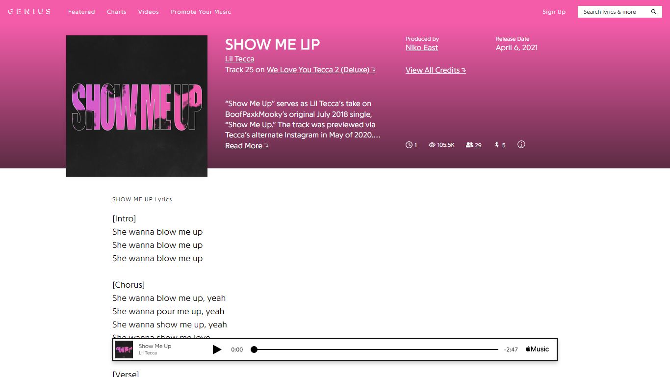 Lil Tecca – SHOW ME UP Lyrics | Genius Lyrics